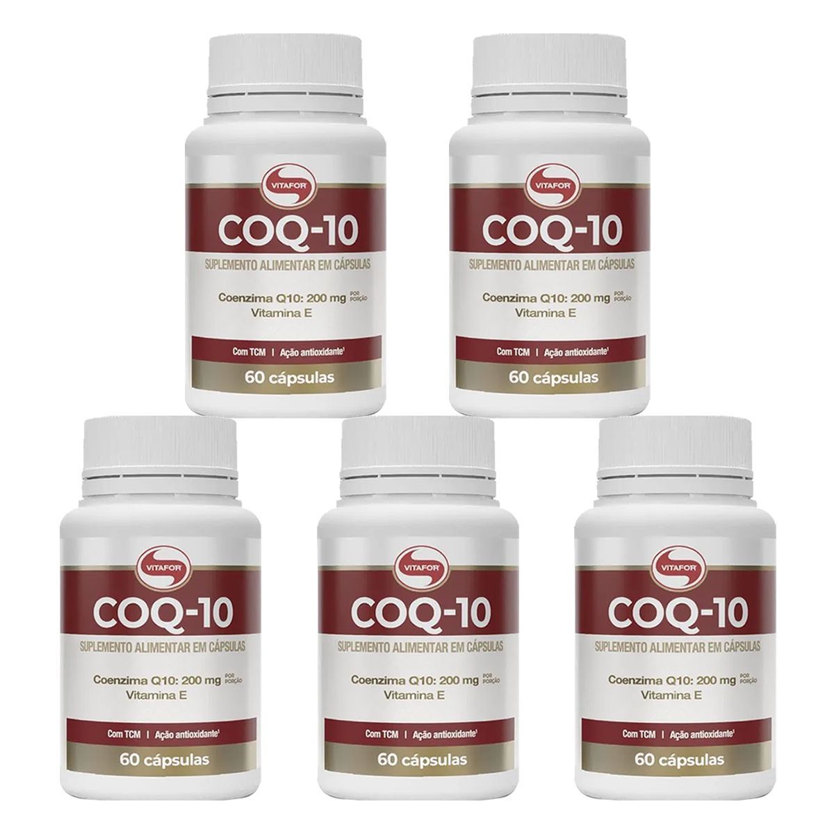 Kit 5X Coenzima COQ-10 200mg - 60 C�psulas - Vitafor