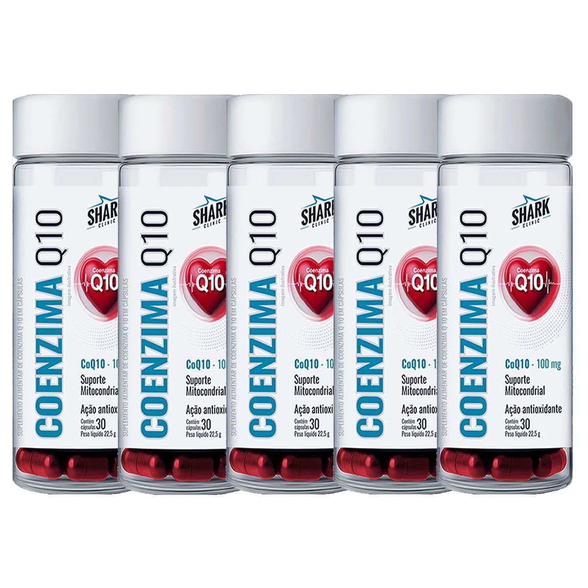 Kit 5X Coenzima Q10 100mg - 30 C�psulas - Shark Pro
