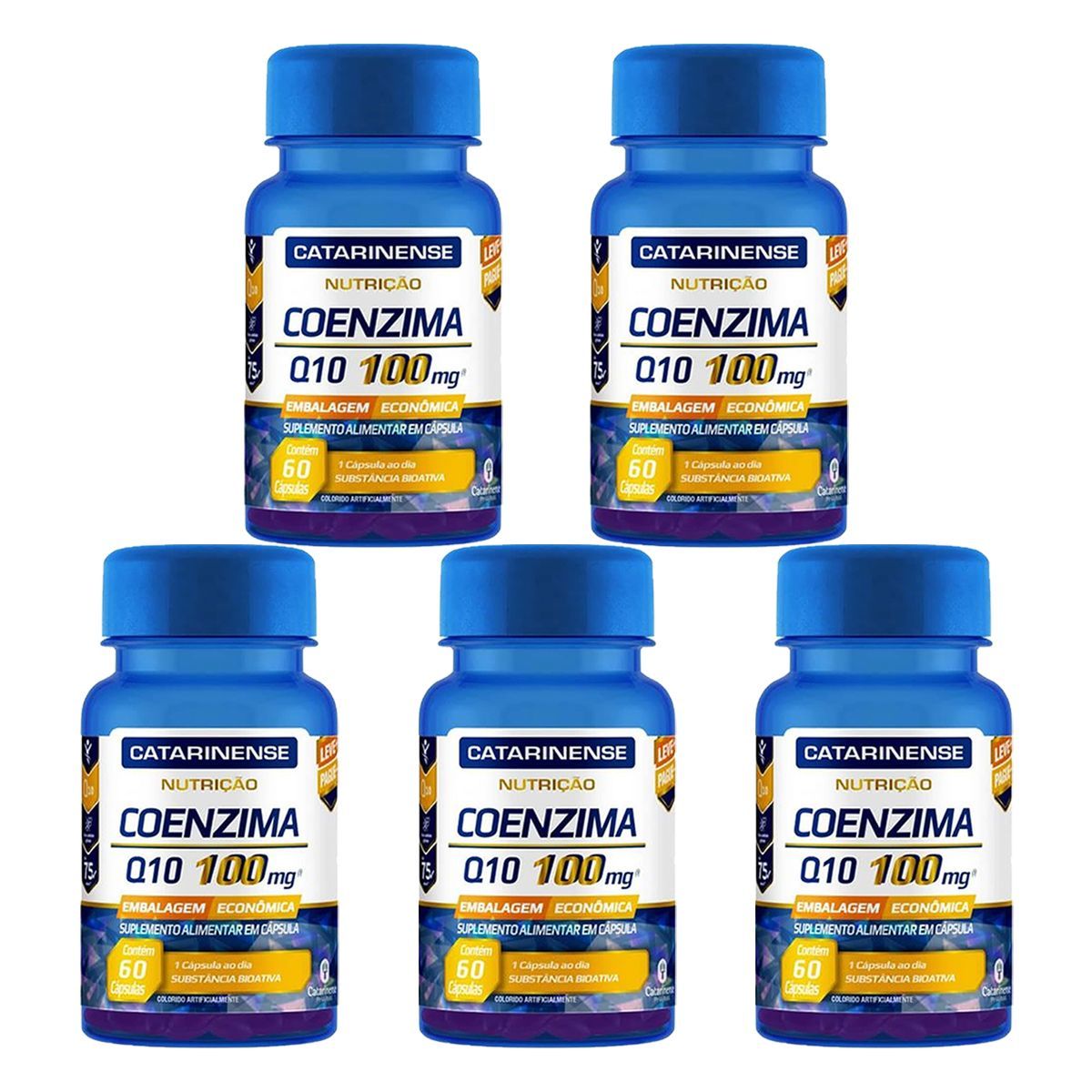 Kit 5X Coenzima Q10 100mg � 60 C�psulas - Catarinense Nutri��o