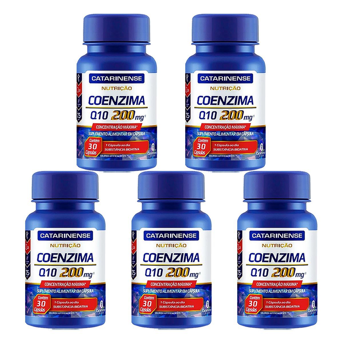 Kit 5X Coenzima Q10 - 200mg 30 C�psulas - Catarinense Nutri��o