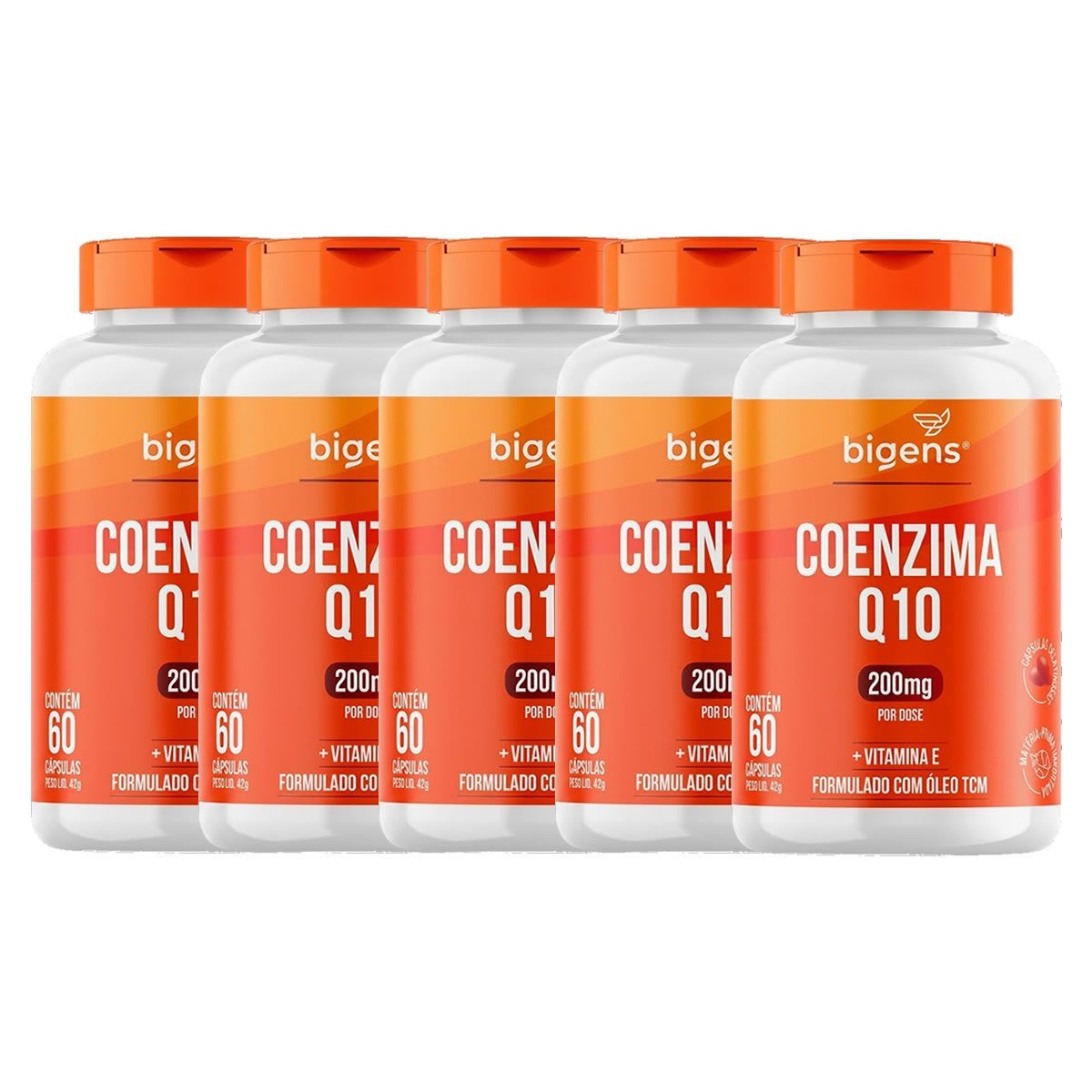 Kit 5X Coenzima Q10 200mg - 60 C�psulas - Bigens