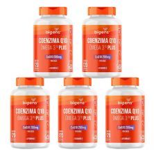 Kit 5X Coenzima Q10 200mg + Omega 3 - 120 C�psulas - Bigens
