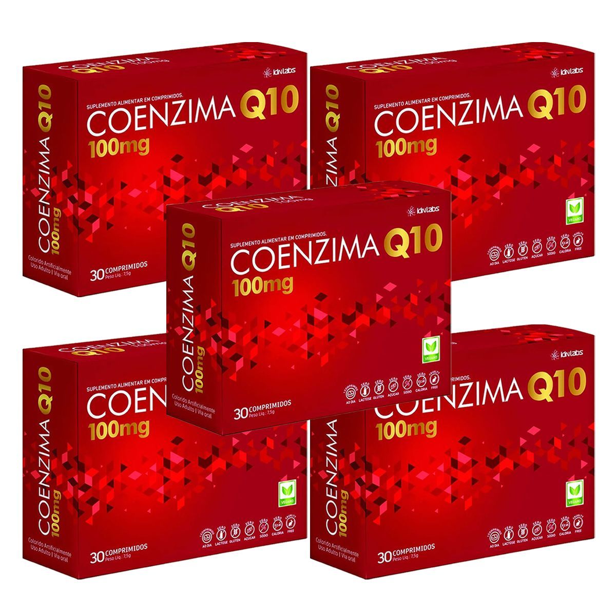 Kit 5X Coenzima Q10 - 30 Comprimidos - IDN Labs