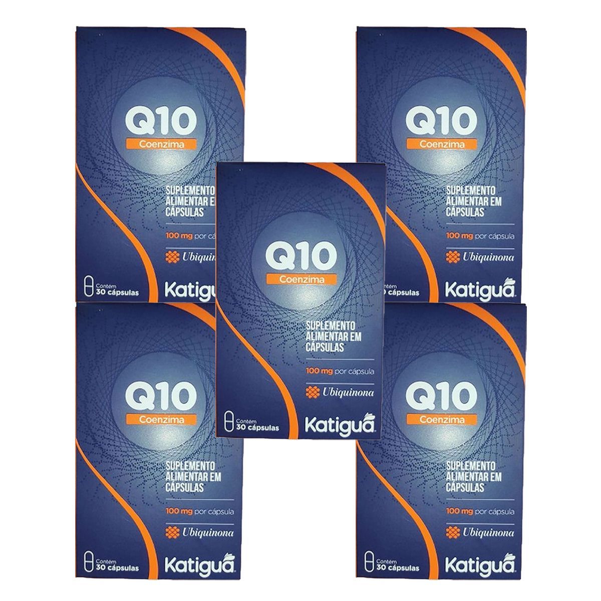 Kit 5X Coenzima Q10 Ubiquinona 100mg - 30 C�psulas - Katigu�