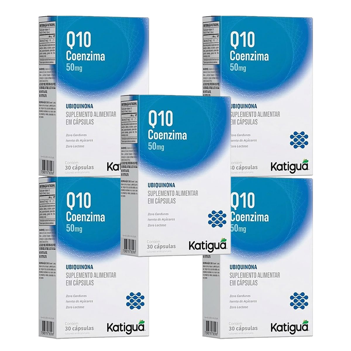 Kit 5X Coenzima Q10 Ubiquinona 50mg - 30 C�psulas - Katigu�
