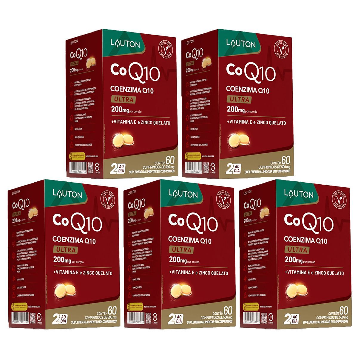 Kit 5X Coenzima Q10 Ultra - 60 Comprimidos - Lauton