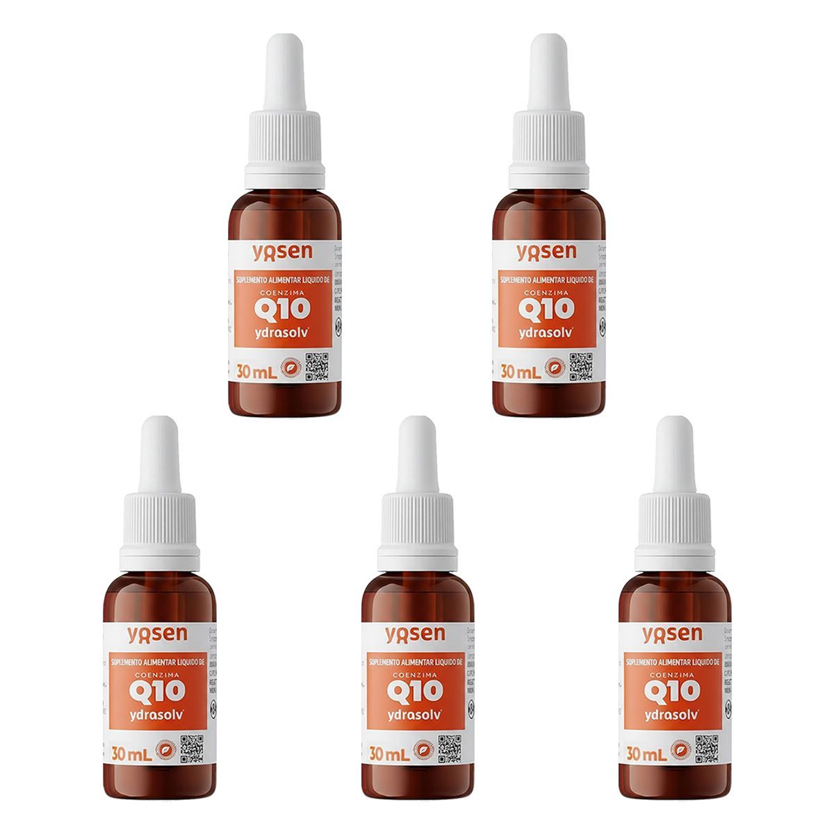 Kit 5X Coenzima Q10 Ydrosolv - 30ml Sabor Natural - Yosen