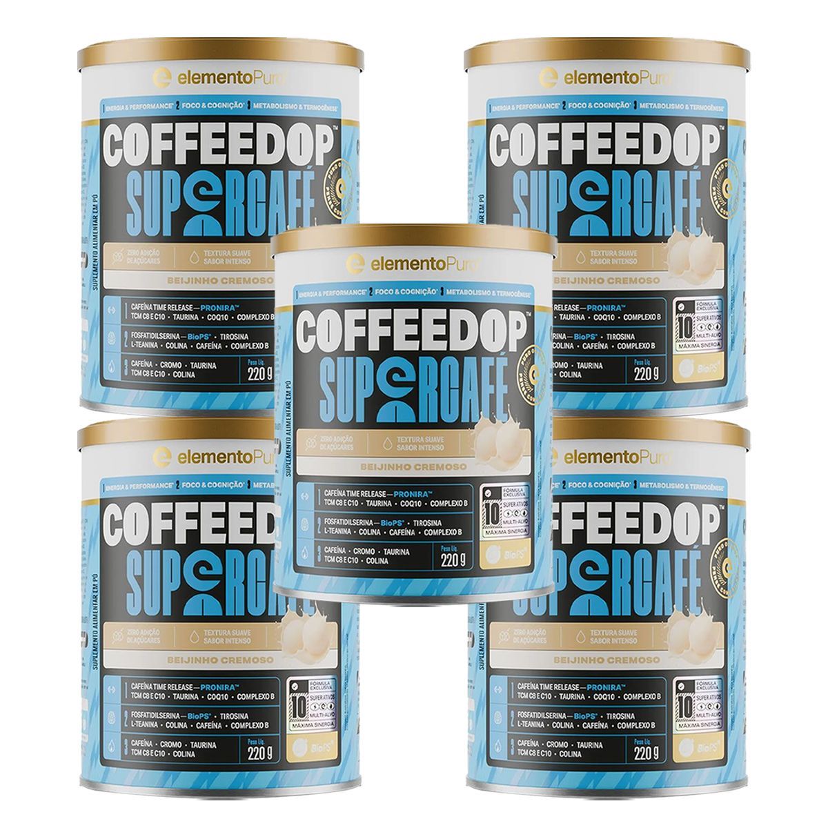 Kit 5X CoffeeDop SuperCaf� - 220g Beijinho - ElementoPuro