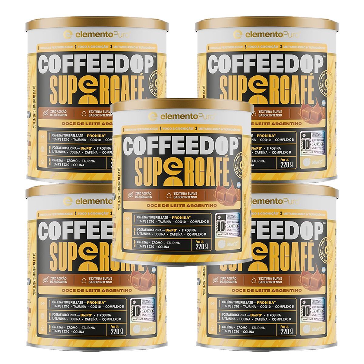 Kit 5X CoffeeDop SuperCaf�  - 220g Doce de Leite Argentino - ElelementoPuro