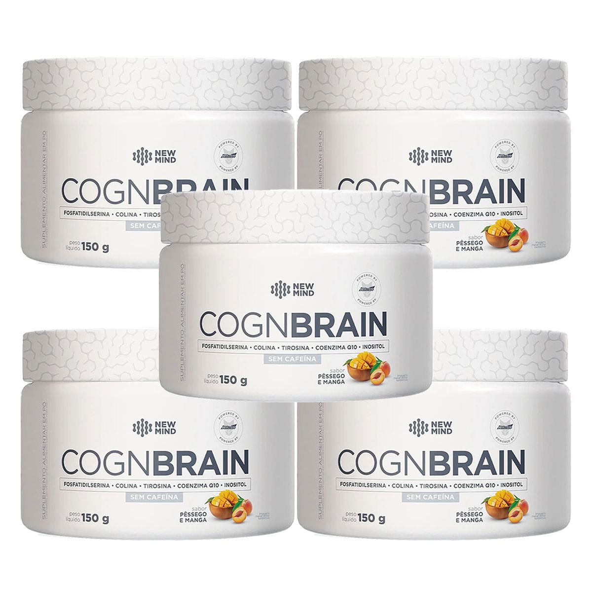 Kit 5X Cognbrain sem Cafe�na - 150g P�ssego e Manga - New Millen
