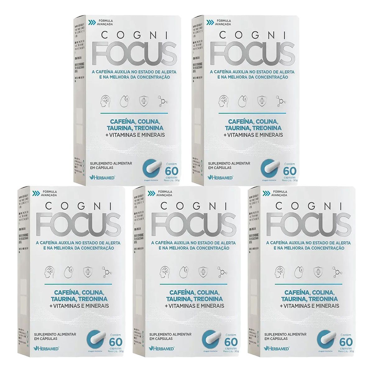 Kit 5X Cogni Focus - 60 C�psulas - Herbamed
