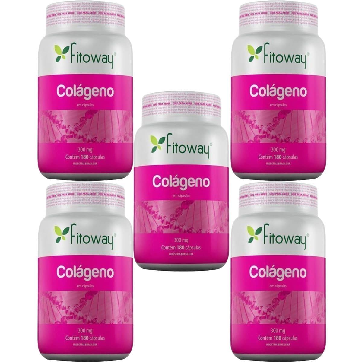 Kit 5X Colageno 300mg - 180 C�psulas - Fitoway