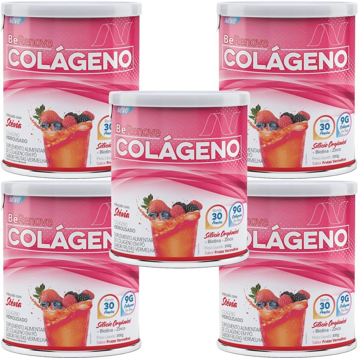 Kit 5X Col�geno BeRenove - 300g Frutas Vermelhas - Nutrends
