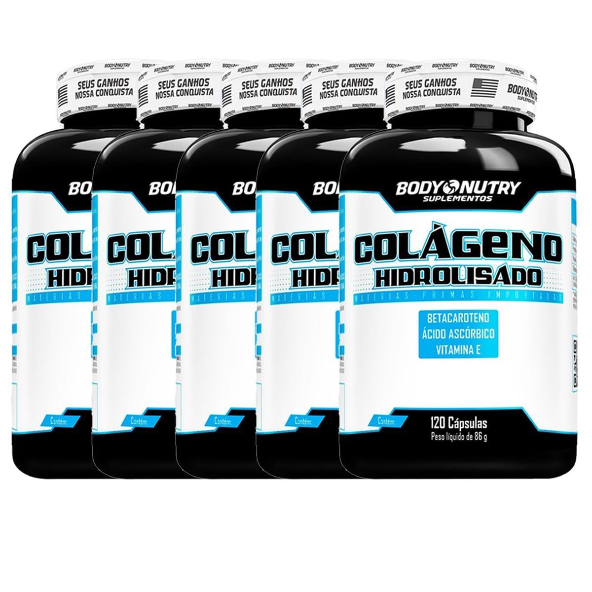 Kit 5X Col�geno Hidrolisado - 120 C�psulas - Body Nutry -