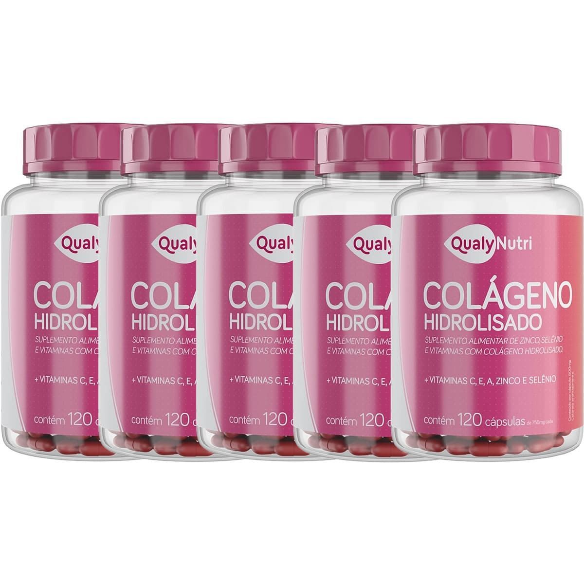Kit 5X Col�geno Hidrolisado - 120 C�psulas - QualyNutri