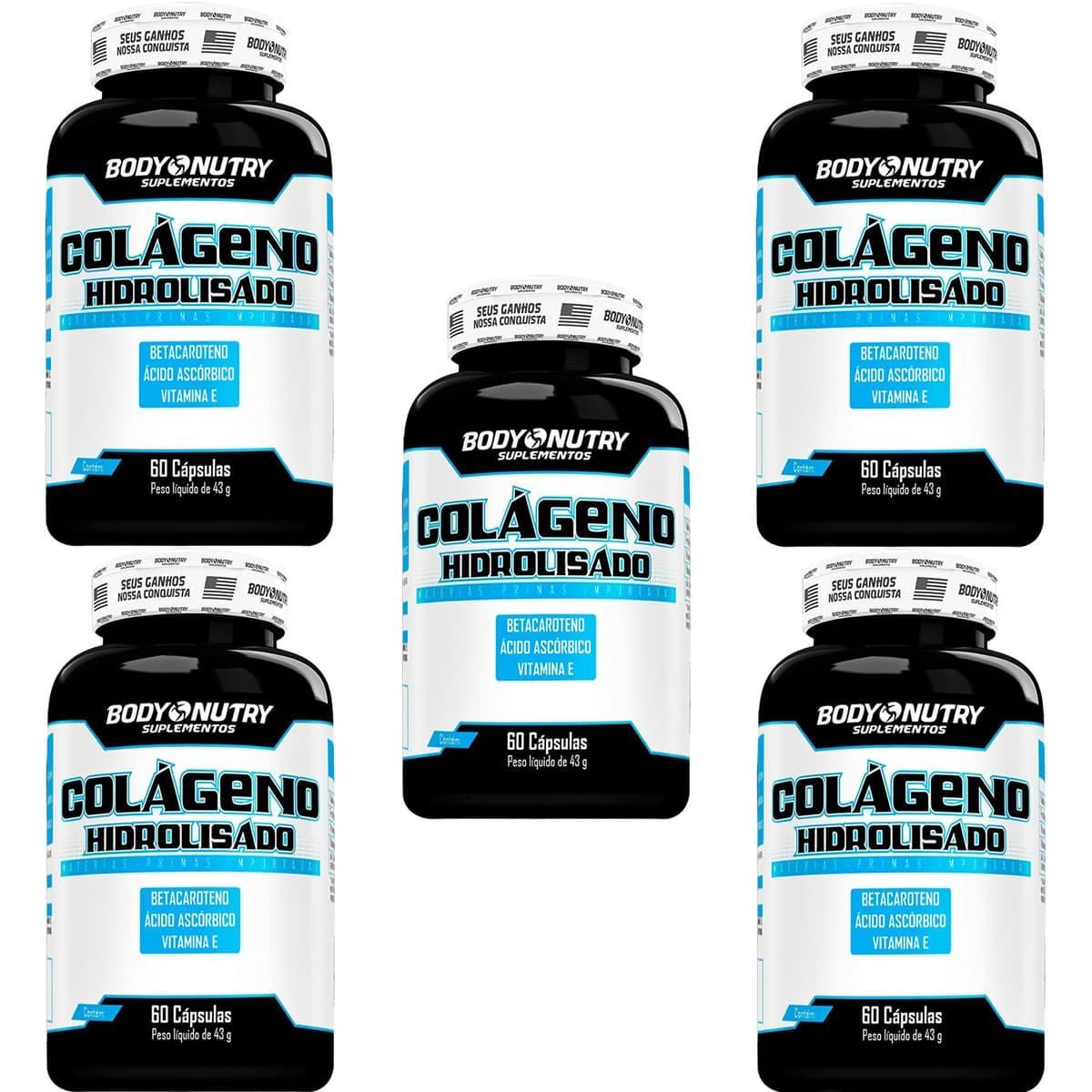 Kit 5X Col�geno Hidrolisado - 60 C�psulas - Body Nutry