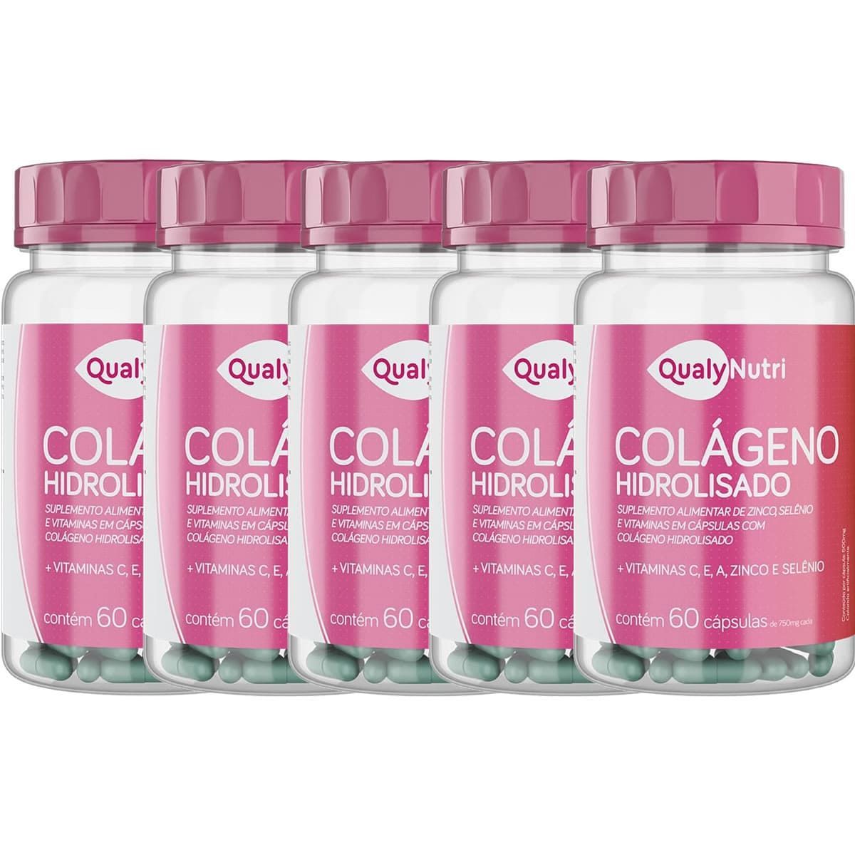 Kit 5X Col�geno Hidrolisado - 60 C�psulas - QualyNutri