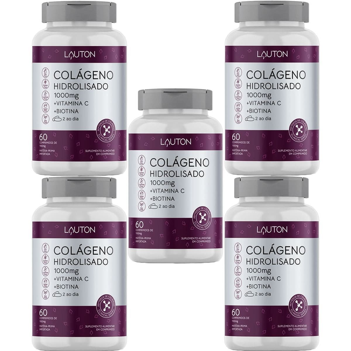 Kit 5X Colageno Hidrolisado - 60 Comprimidos - Lauton Nutrition