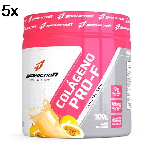 Kit 5X Col�geno Hidrolisado Clinical Skin - 300g Maracuj� - BodyAction