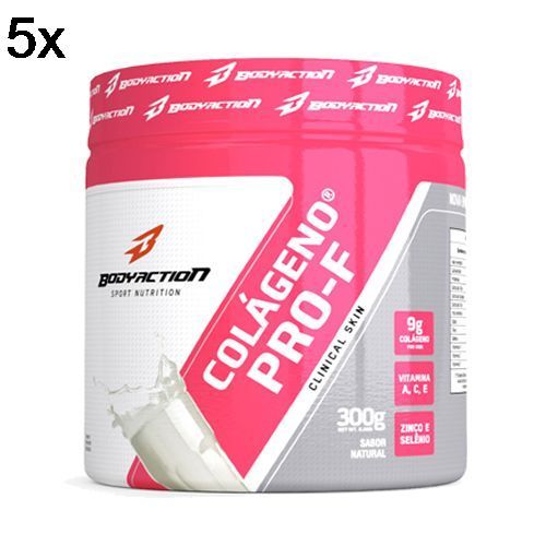 Kit 5X Col�geno Hidrolisado Clinical Skin - 300g Natural - BodyAction