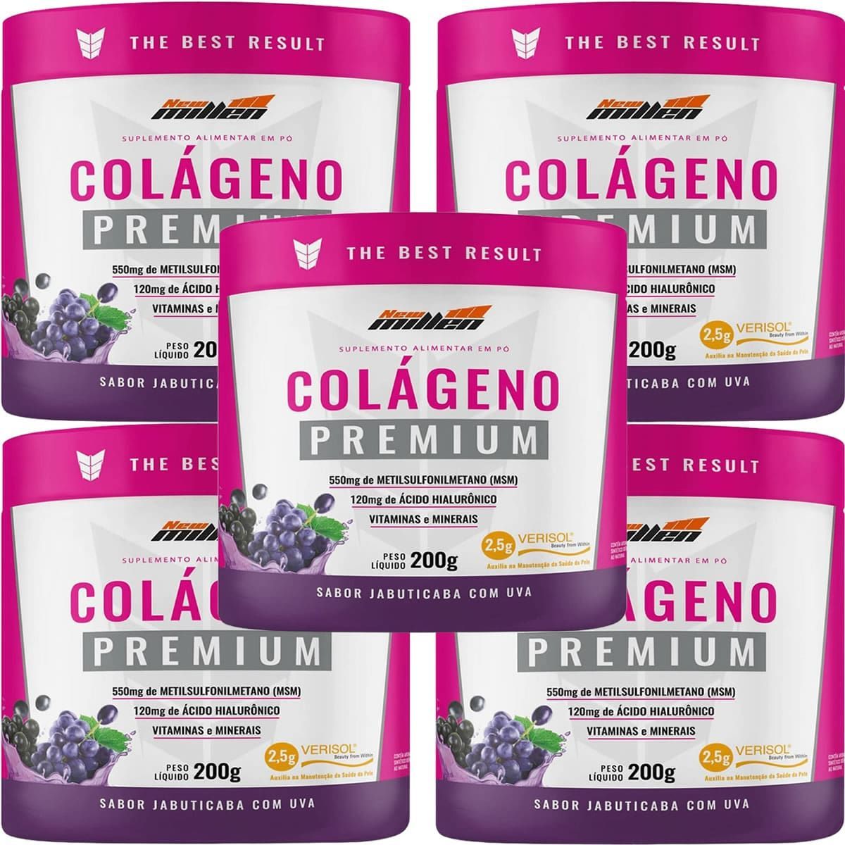 Kit 5X Col�geno Premium Verisol - 200g Jabuticaba Com Uva - New Millen