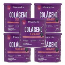 Kit 5X Col�geno Skin - 200g Morango Com A�a� - Sanavita