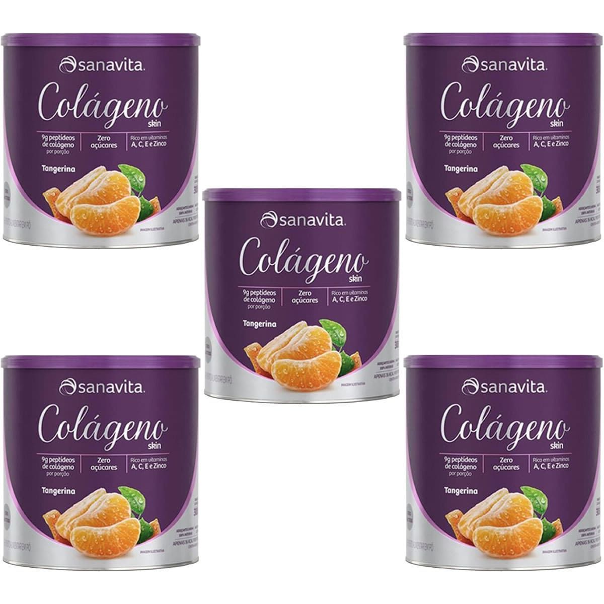 Kit 5X Col�geno Skin - 300g Tangerina - Sanavita