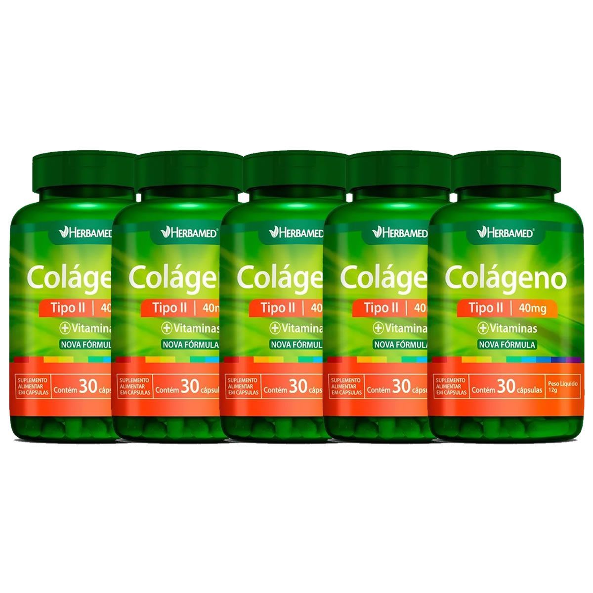 Kit 5X Colageno Tipo 2 - 30 C�spulas - Herbamed