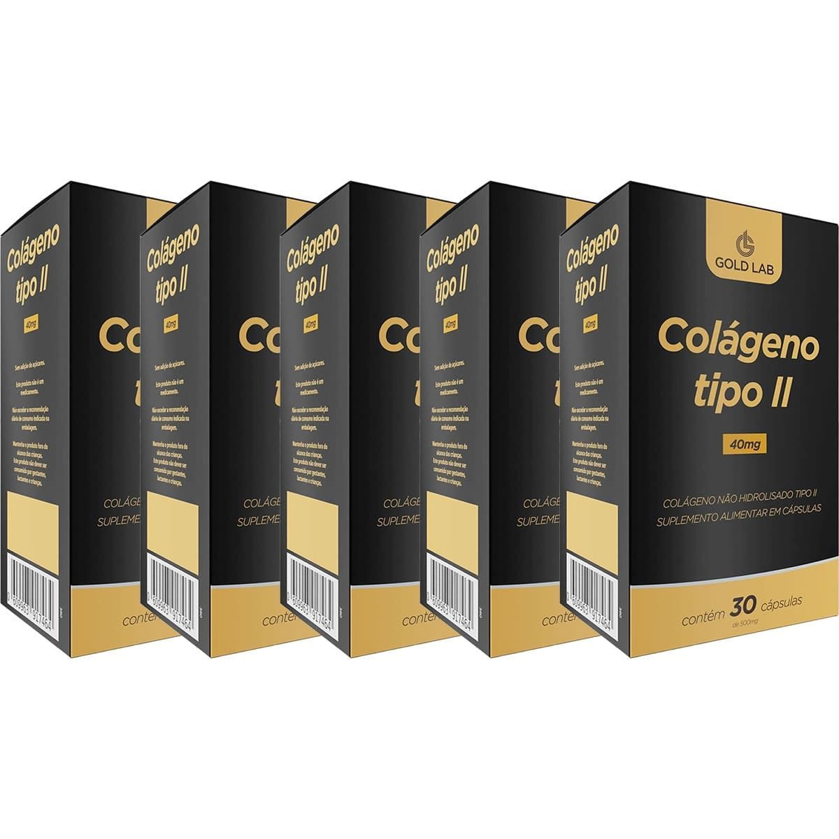 Kit 5X Col�geno Tipo II - 30 C�psulas - Gold Lab