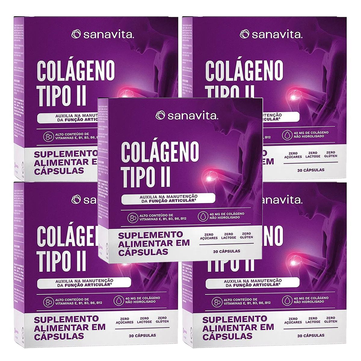 Kit 5X Col�geno Tipo II - 30 C�psulas - Sanavita