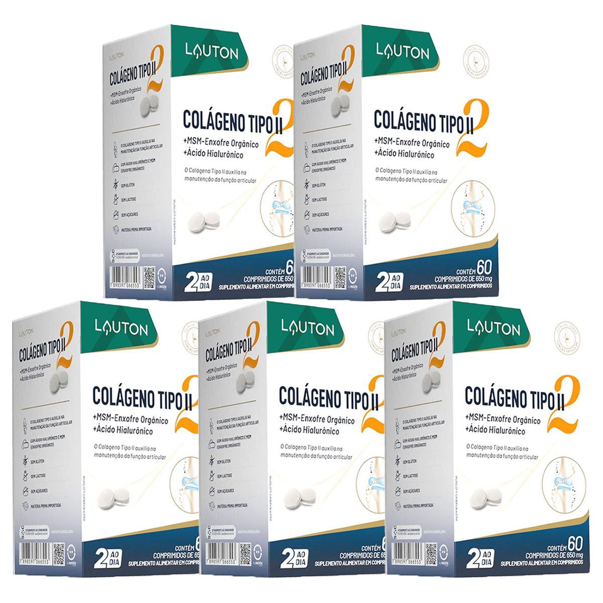 Kit 5X Col�geno Tipo II- 60 comprimidos - Lauton Nutrition