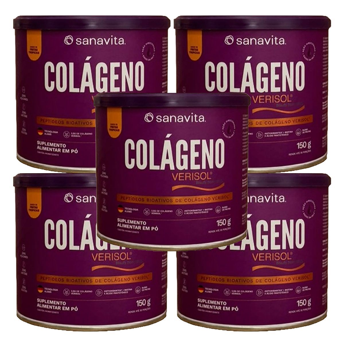 Kit 5X Col�geno Verisol - 150g Frutas Tropicais - Sanavita