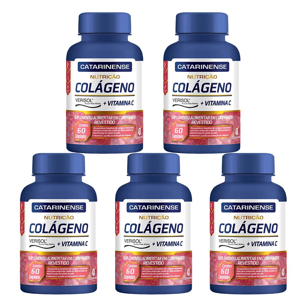 Kit 5X Col�geno Verisol - 60 Comprimidos - Catarinense Nutri��o
