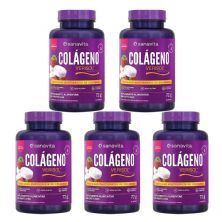 Kit 5X Col�geno Verisol Mastig�vel - 45 Pastilhas Morango - Sanavita
