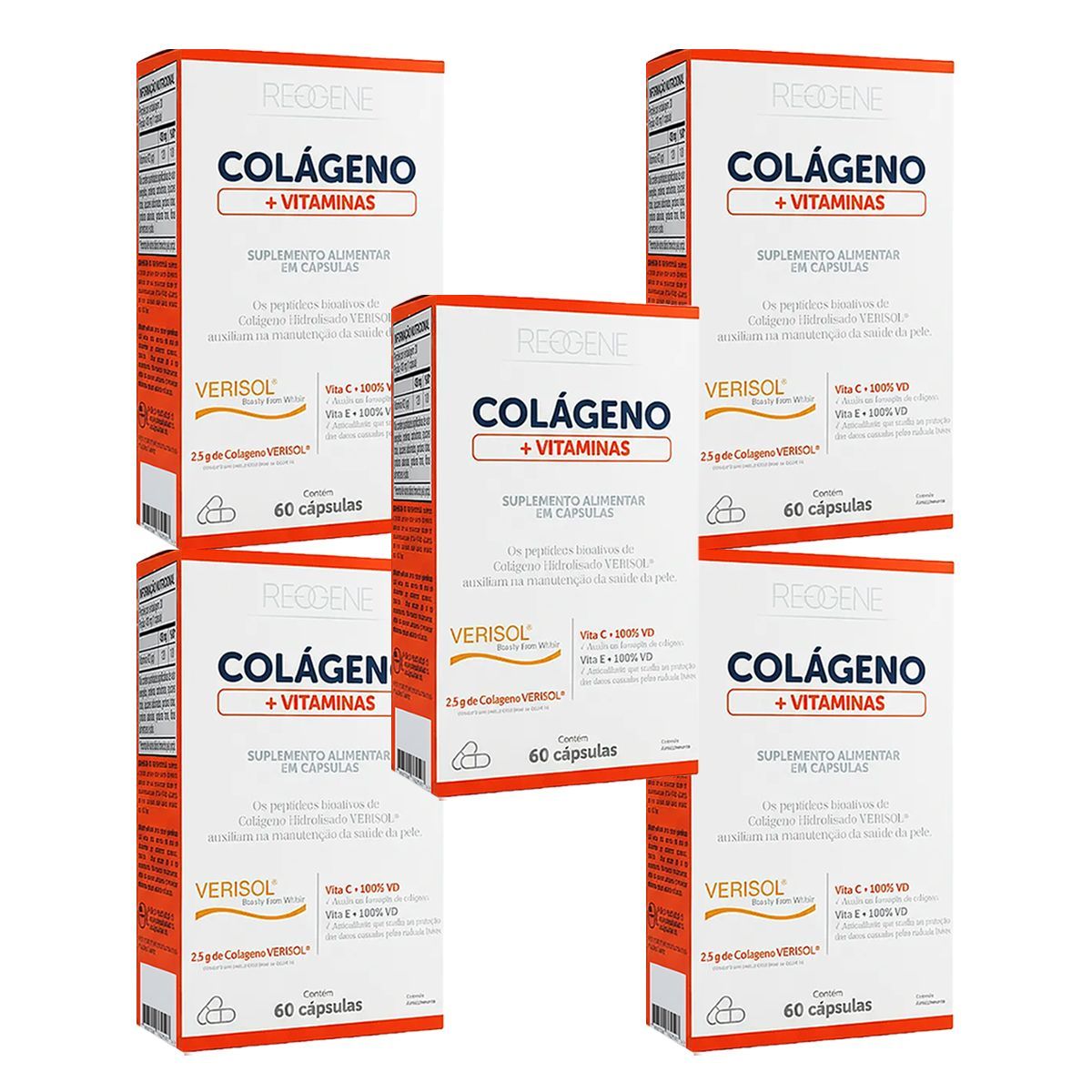 Kit 5X Col�geno Verisol + Vitaminas - 60 C�psulas - Katigu�
