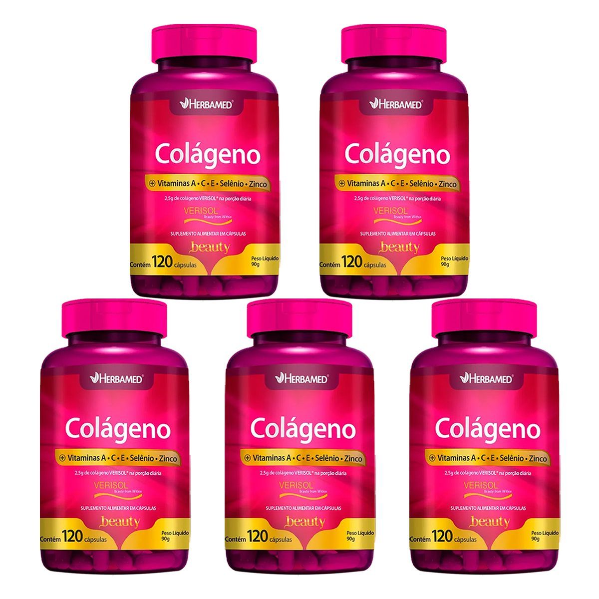 Kit 5X Col�geno Verisol + Vitaminas e Minerais - 120 C�psulas - Herbamed