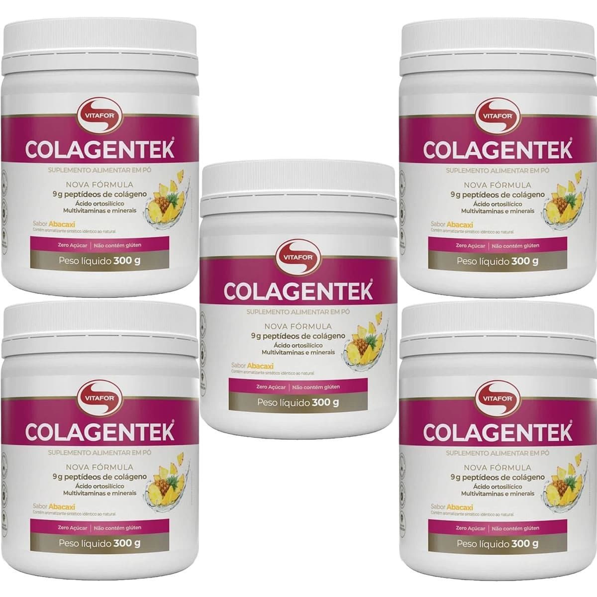 Kit 5X Colagentek - 300g Abacaxi - Vitafor