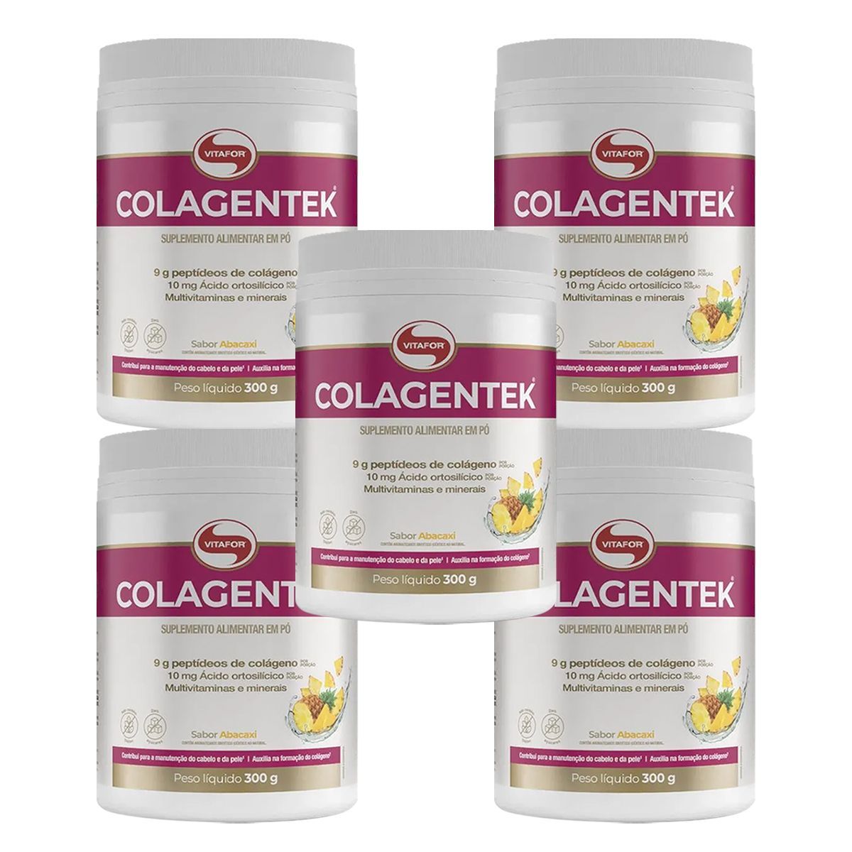 Kit 5X Colagentek - 300g Abacaxi - Vitafor