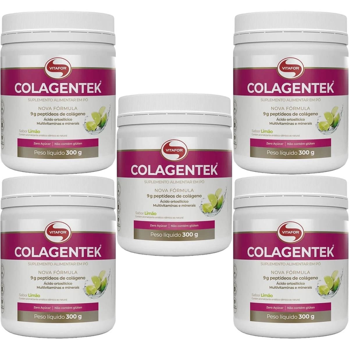 Kit 5X Colagentek - 300g Lim�o - Vitafor
