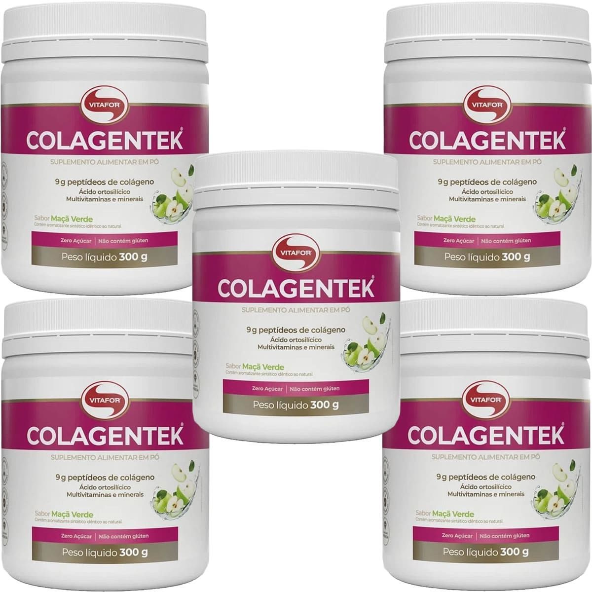 Kit 5X Colagentek - 300g Ma�� Verde - Vitafor