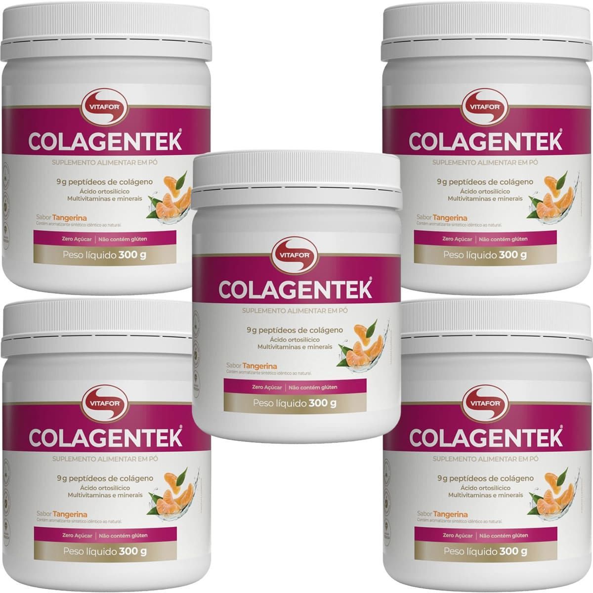 Kit 5X Colagentek - 300g Tangerina - Vitafor