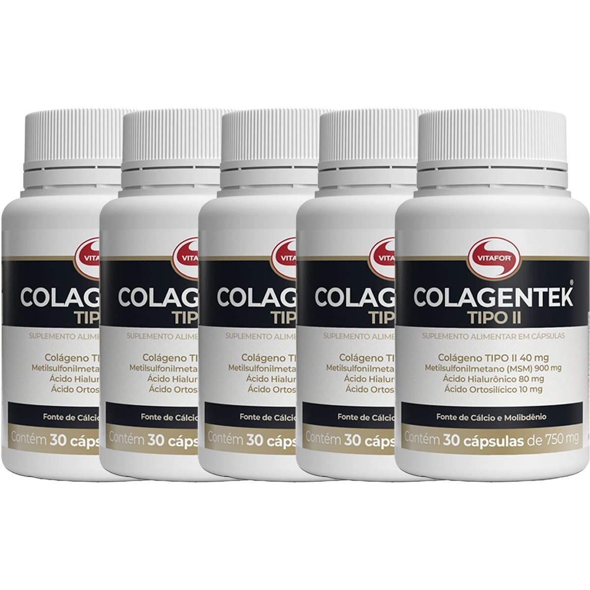 Kit 5X Colagentek Tipo II - 30 C�psulas - Vitafor