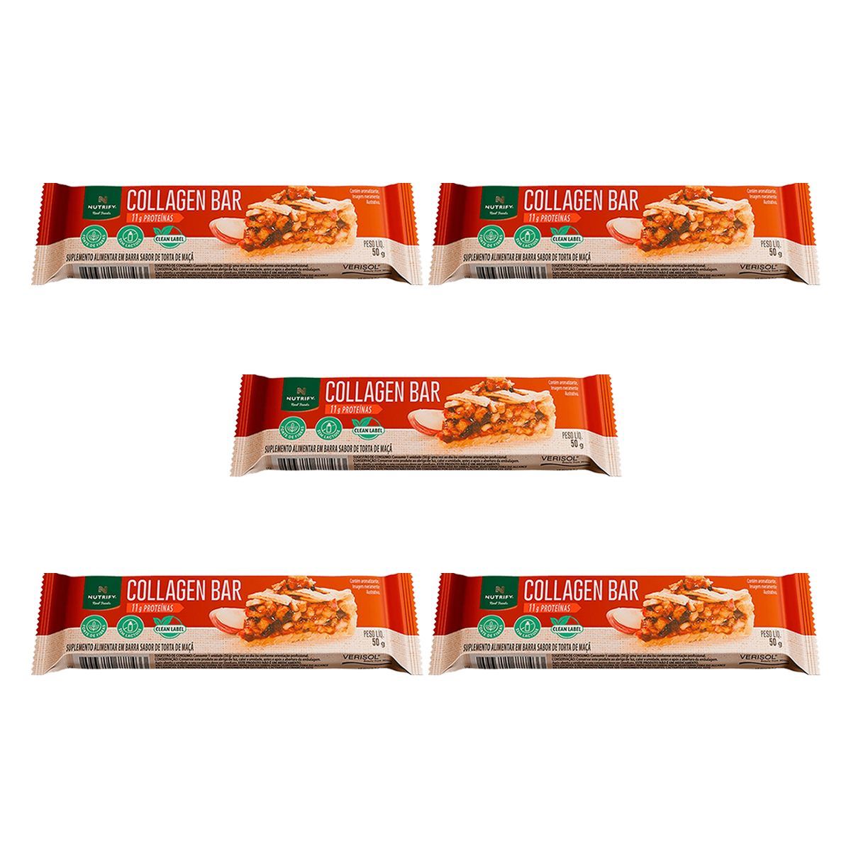 Kit 5X Collagen Bar - 50g Torta de Ma�� - Nutrify