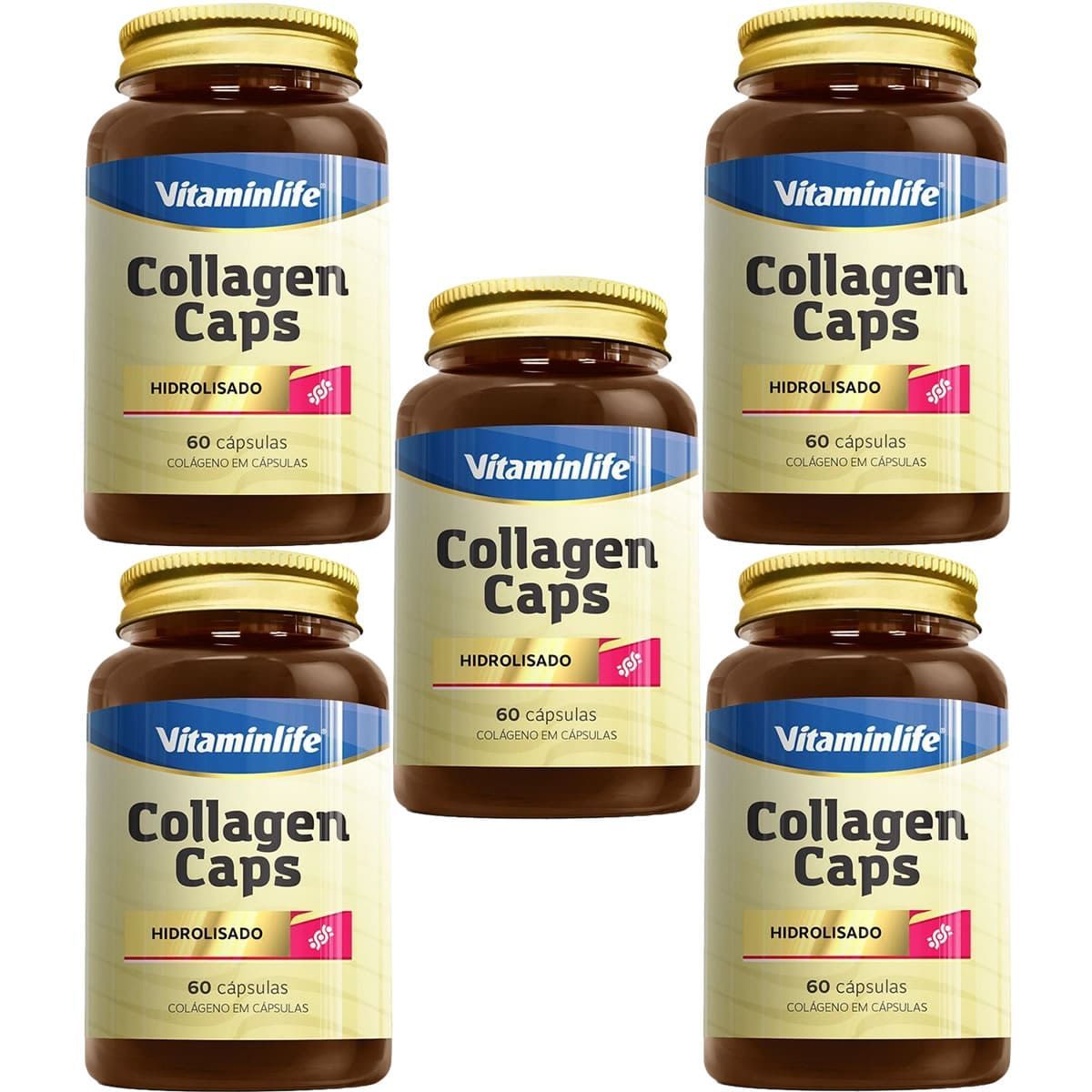 Kit 5X Collagen Caps Col�geno - 60 C�psulas - VitaminLife