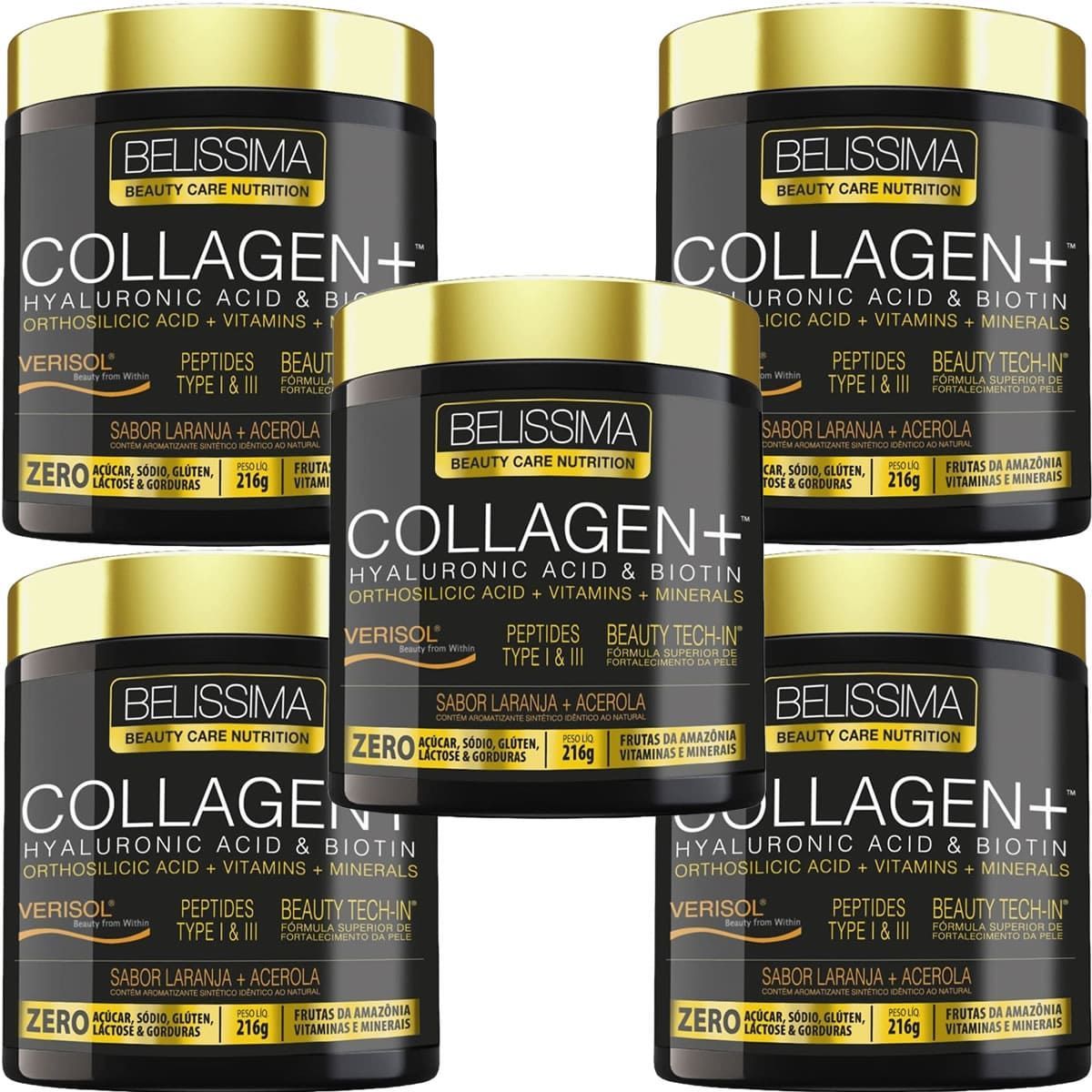 Kit 5X Collagen Plus - 216g Laranja e Acerola - Bel�ssima