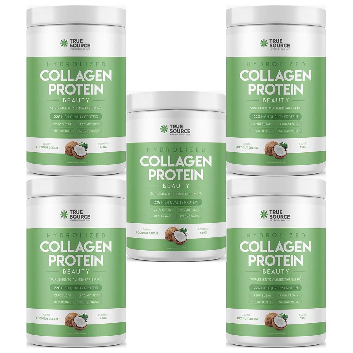 Kit 5X Collagen Protein - 450g Coconut Cream - True Source