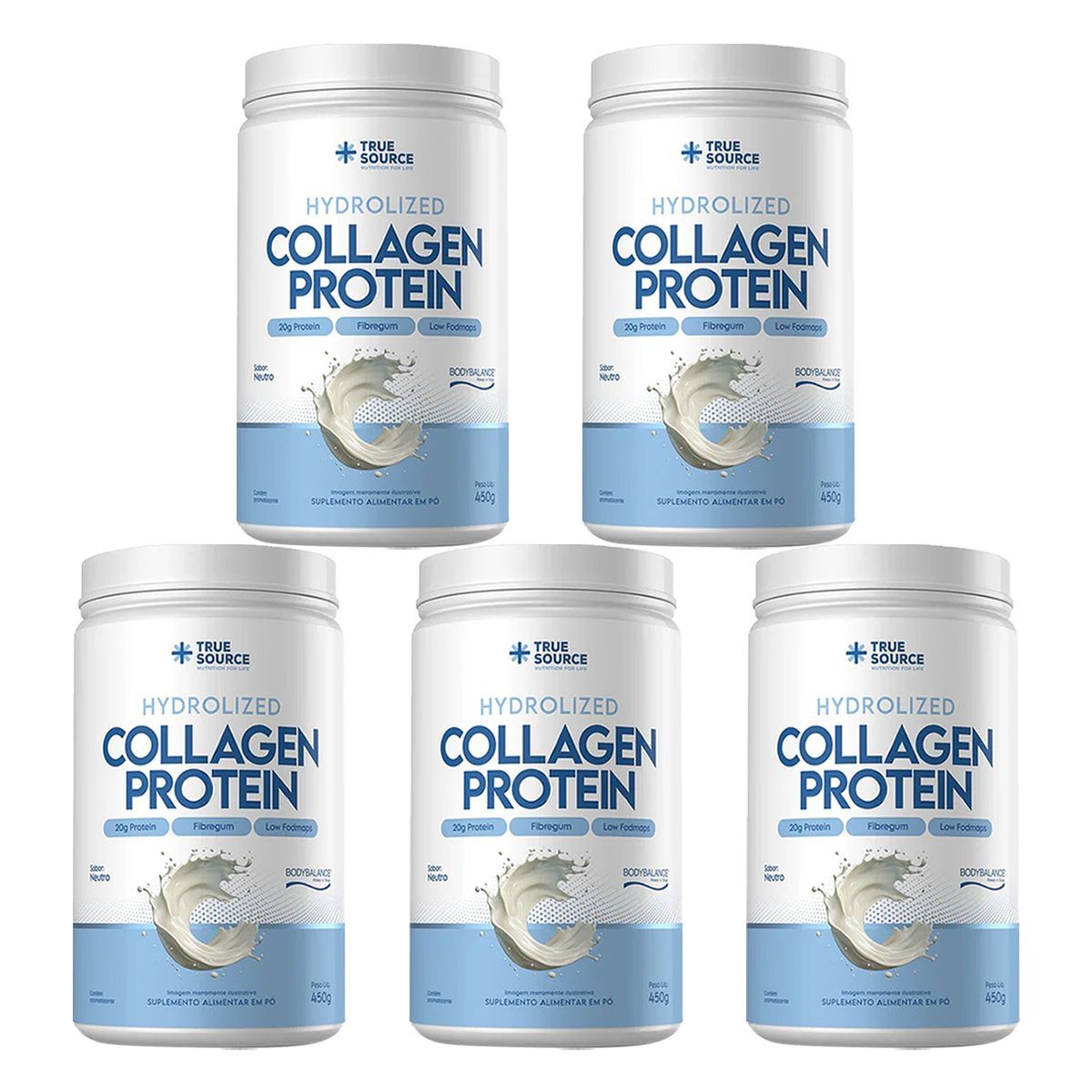 Kit 5X Collagen Protein Bodybalance - 450g Neutro - True Source