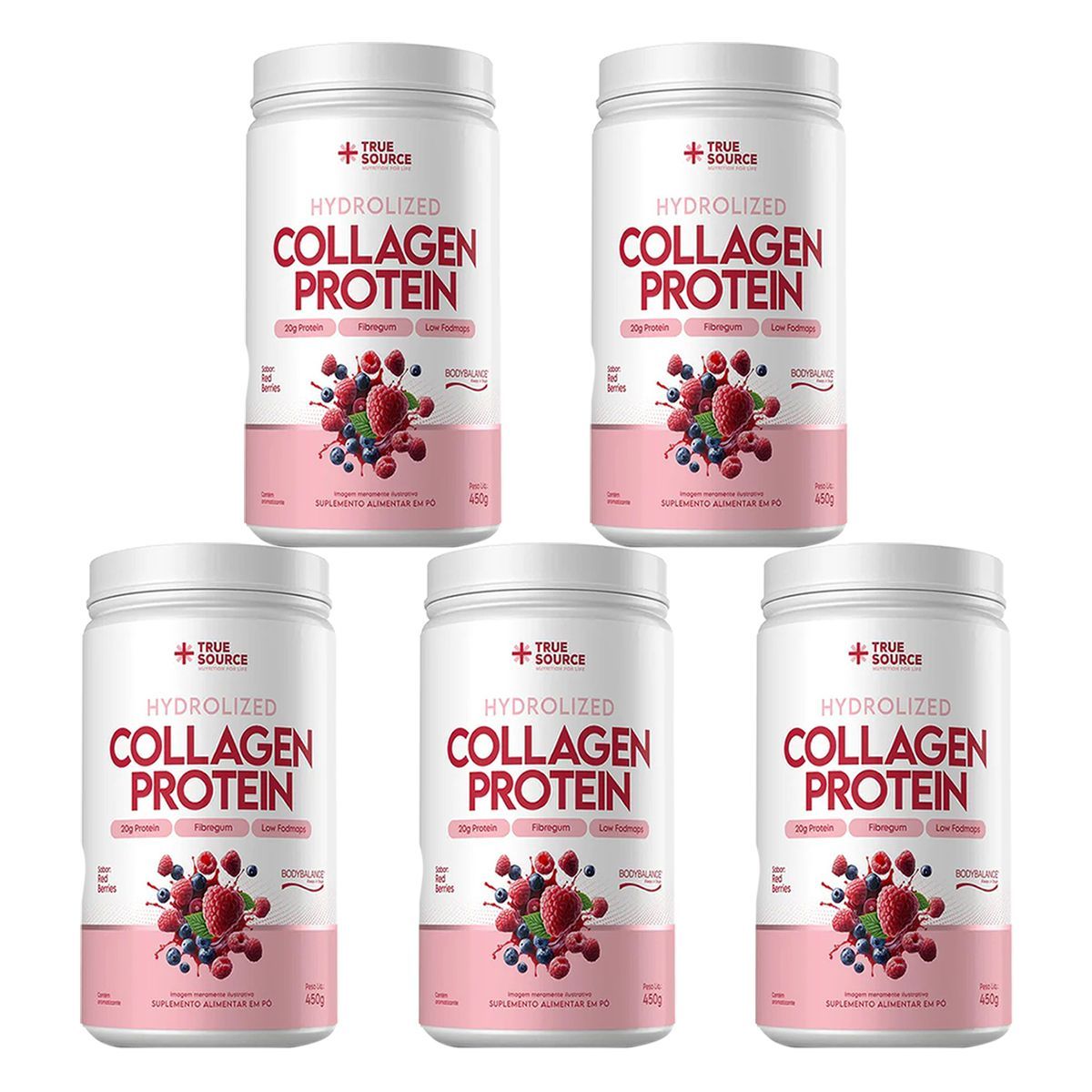 Kit 5X Collagen Protein Bodybalance - 450g Red Berries - True Source
