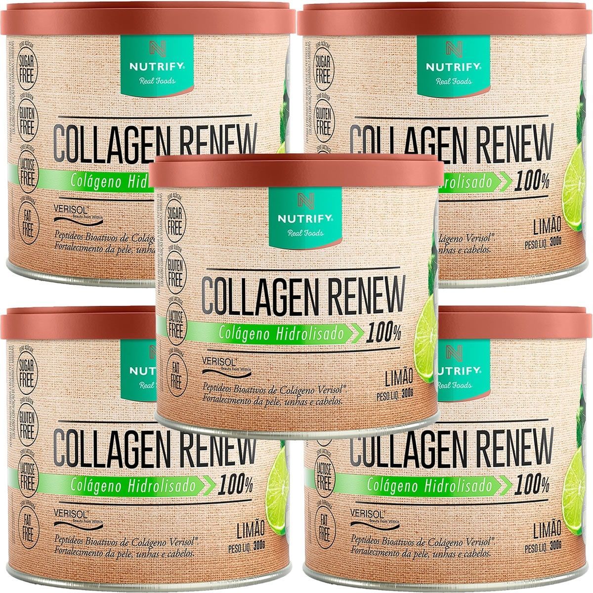 Kit 5X Collagen Renew Verisol - 300g Lim�o - Nutrify
