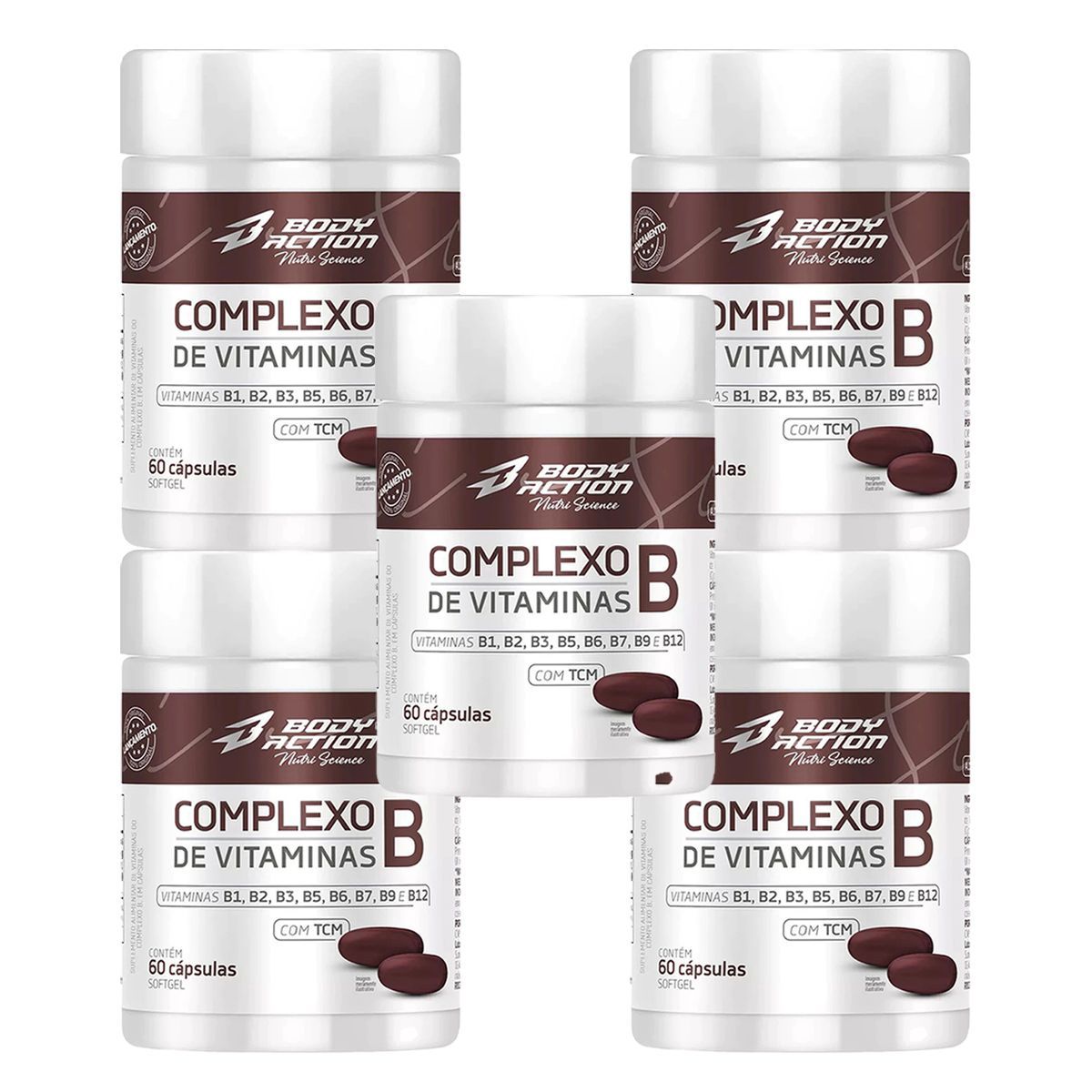 Kit 5X Complexo B - 60 C�psulas - Body Action
